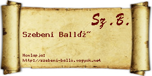 Szebeni Balló névjegykártya